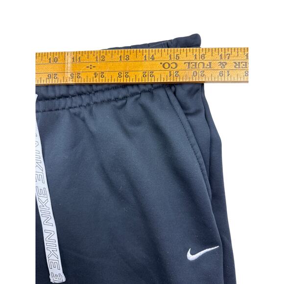 Nike Dri-Fit Therma Taping Logo Sweatpants Ankle Zip Joggers Black White Large - Picture 10 of 14